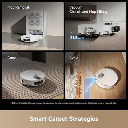 Robot Vacuum and Mop with Multi-Mop System, Up to 30,000Pa Suction, Obstacle Avoidance, Auto Empty & Mop Washing